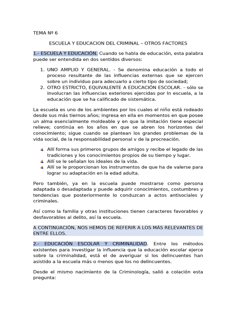 Influencia de la Escuela en la Delincuencia | PDF | Adultos | Vejez