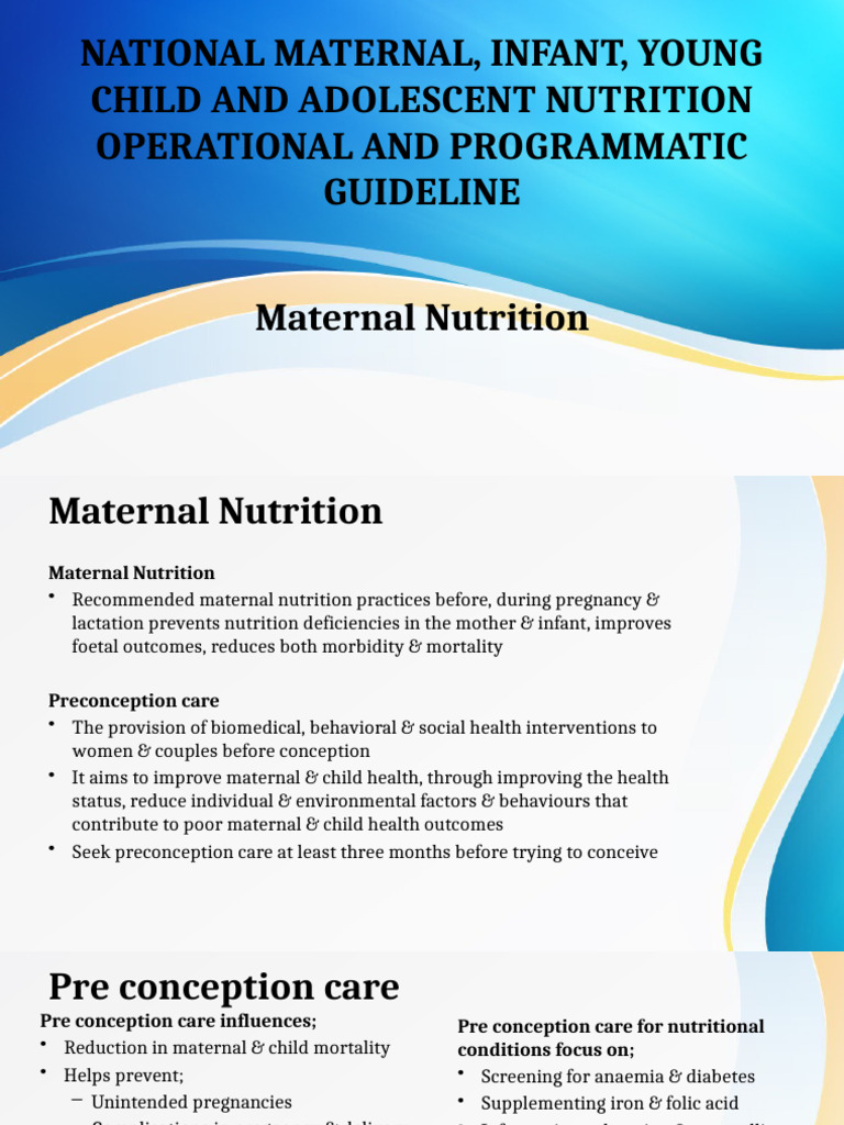 Maternal and Child Nutrition Guidelines | PDF | Maternal Health ...