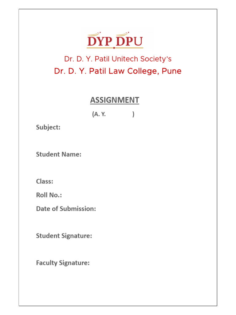 Dr. D. Y. Patil Law College Assignment | PDF