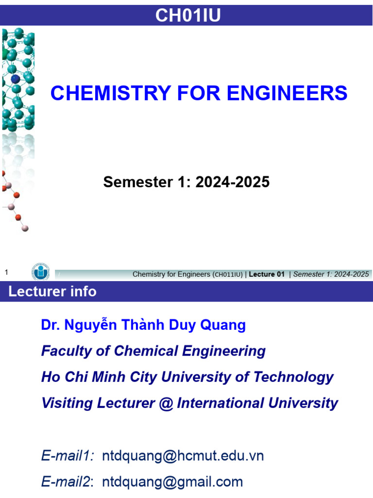 Chemistry for Engineers Lecture 01 Overview | PDF | Significant Figures ...