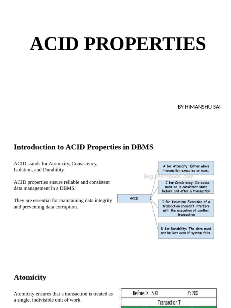 Understanding ACID Properties in DBMS | PDF