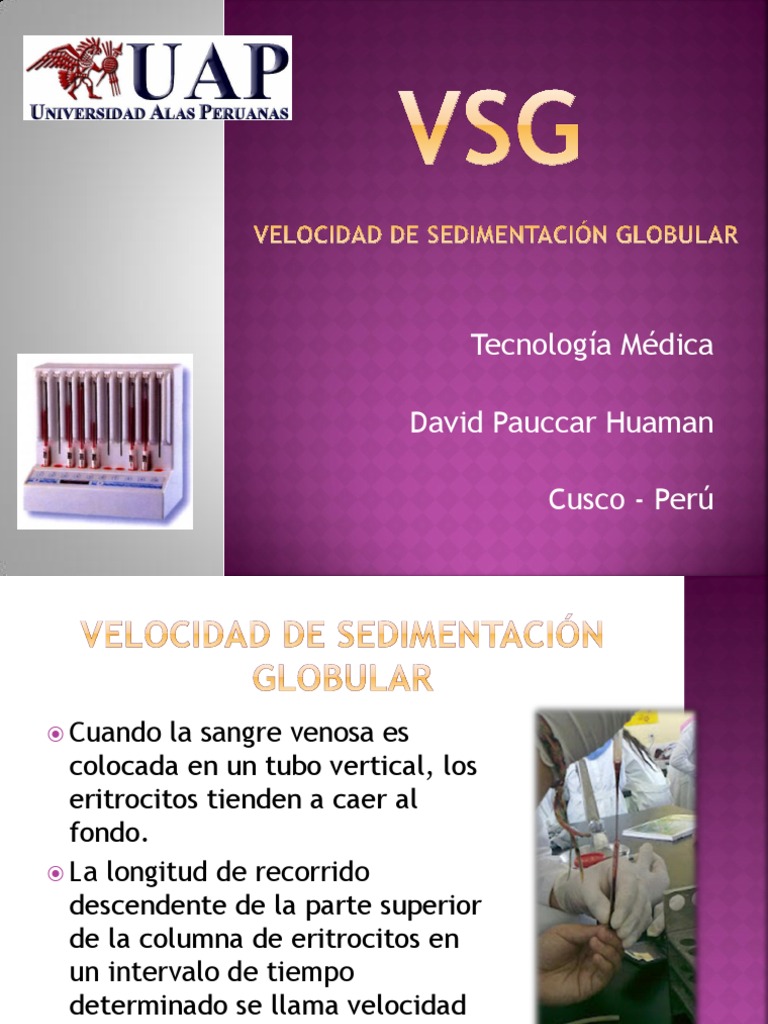 Velocidad de Sedimentación Globular (VSG) | PDF | Medicina ...