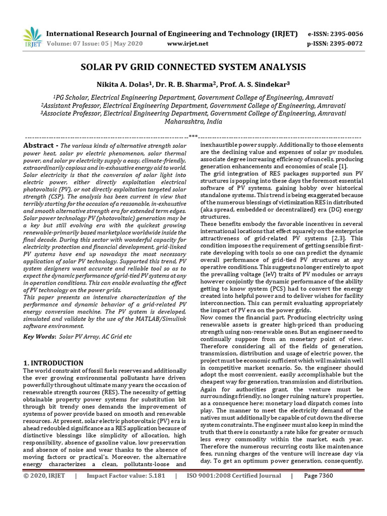 Grid-Connected PV System Analysis | PDF | Power Inverter | Photovoltaic ...