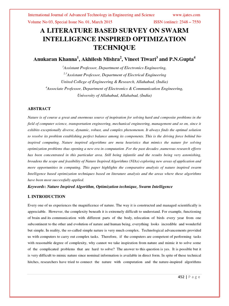 Swarm Intelligence Optimization Techniques | PDF | Mathematical ...