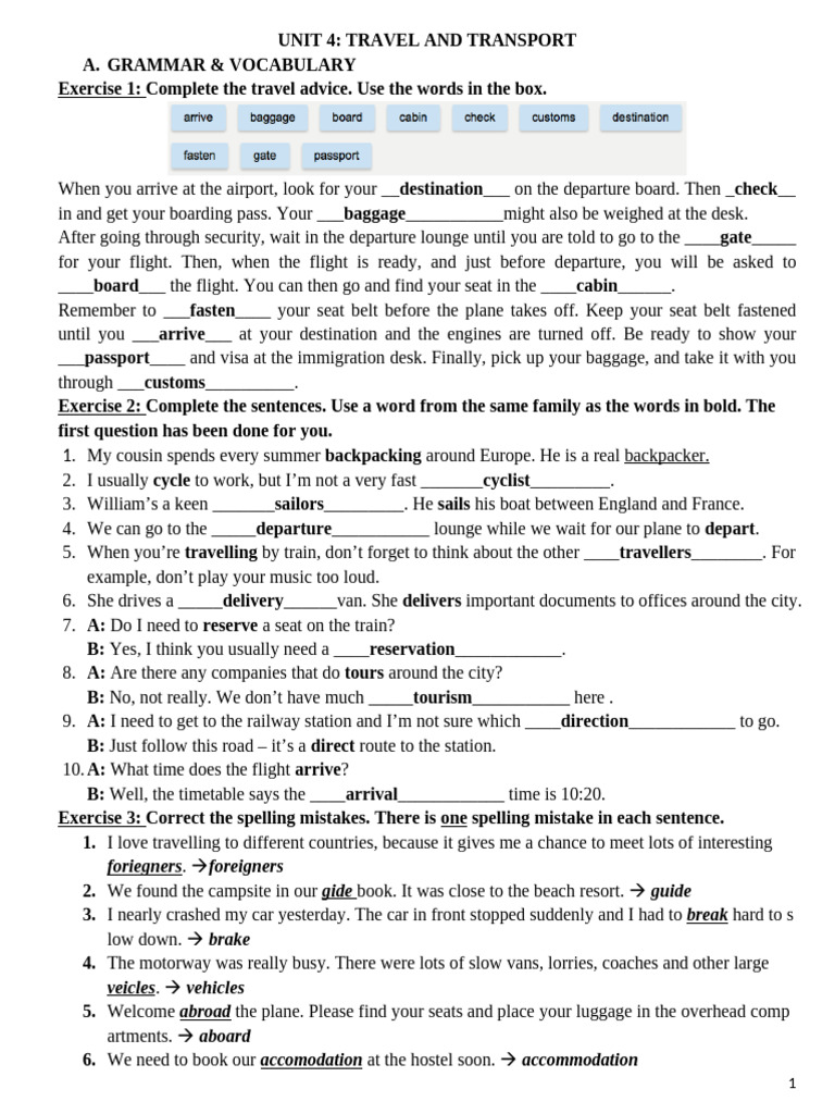 Travel and Transport: Key Exercises | PDF | Polynesia | Carnival