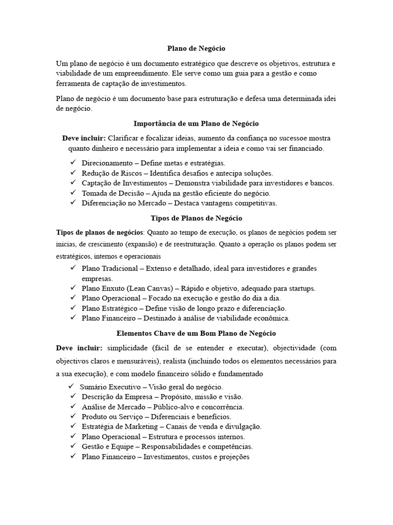 Guia Completo para Elaborar um Plano de Negócio | PDF