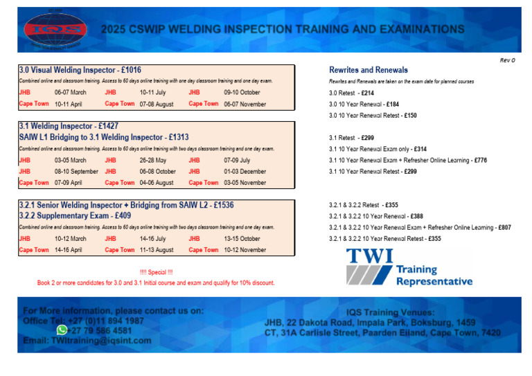 2025 CSWIP Exam Schedule and Details | PDF | Learning
