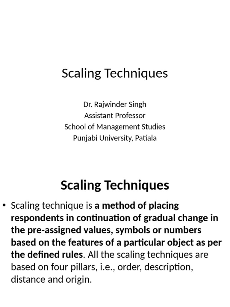 Overview of Scaling Techniques | PDF | Level Of Measurement | Likert Scale