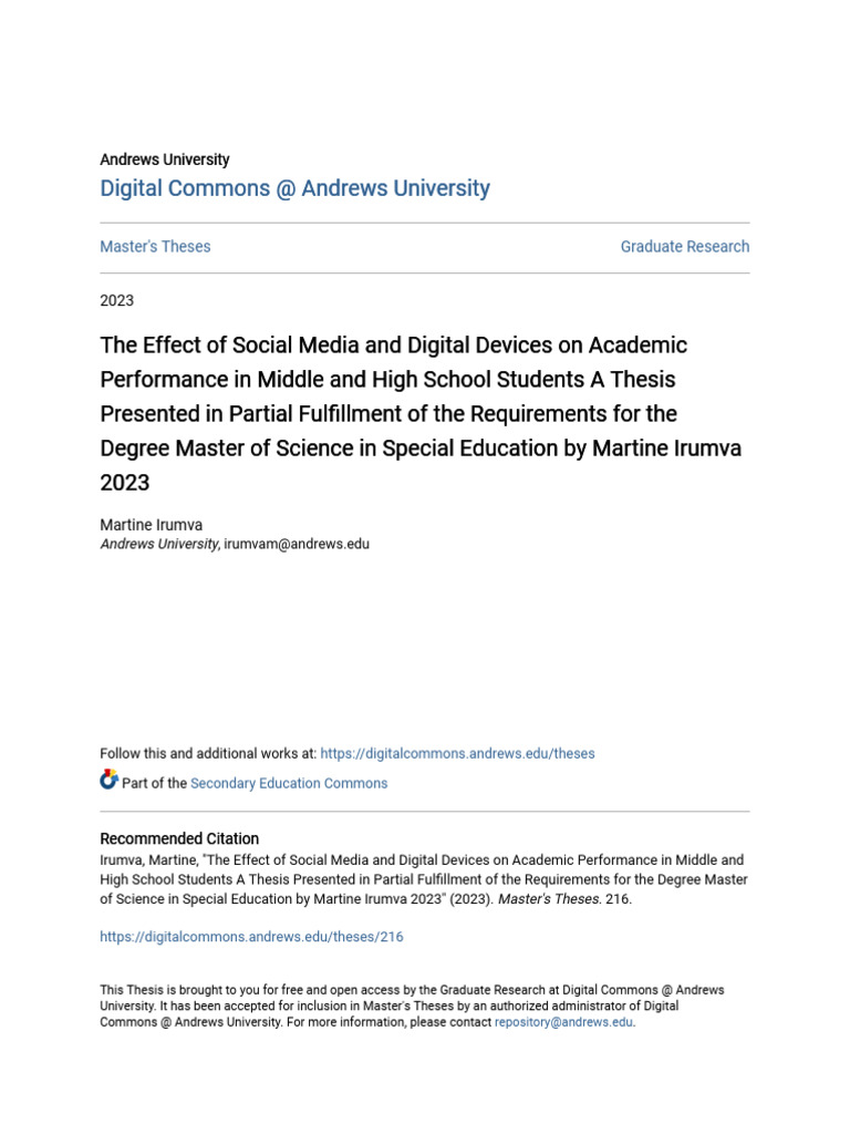 The Effect of Social Media and Digital Devices On Academic Perfor | PDF ...