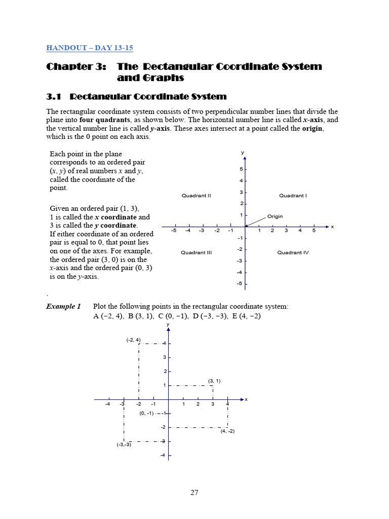 Rectangular Coordinate System Guide | PDF | Cartesian Coordinate System ...