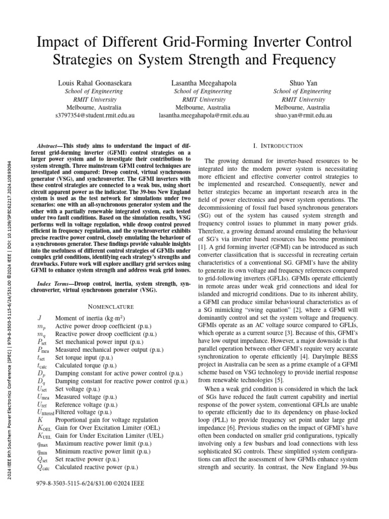 Impact of Different Grid-Forming Inverter Control Strategies On System ...