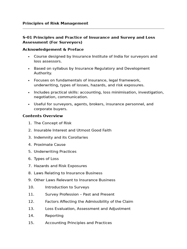 Risk Management Principles for Insurance | PDF | Risk | Insurance