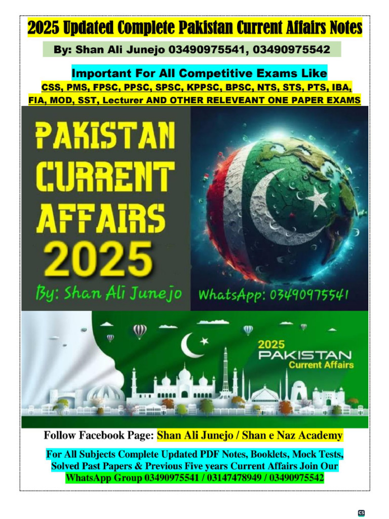 2025 Pakistan Current Affairs From Websites by Shan Ali Junejo ...