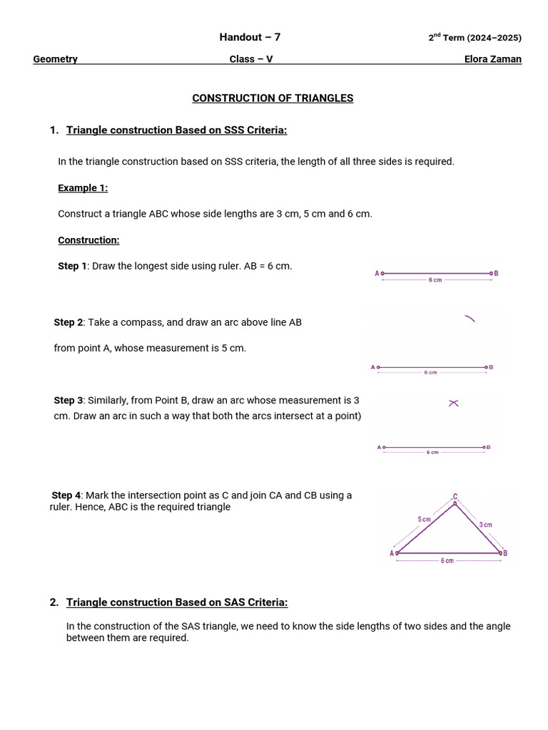 SAS Triangle Construction Guide | PDF