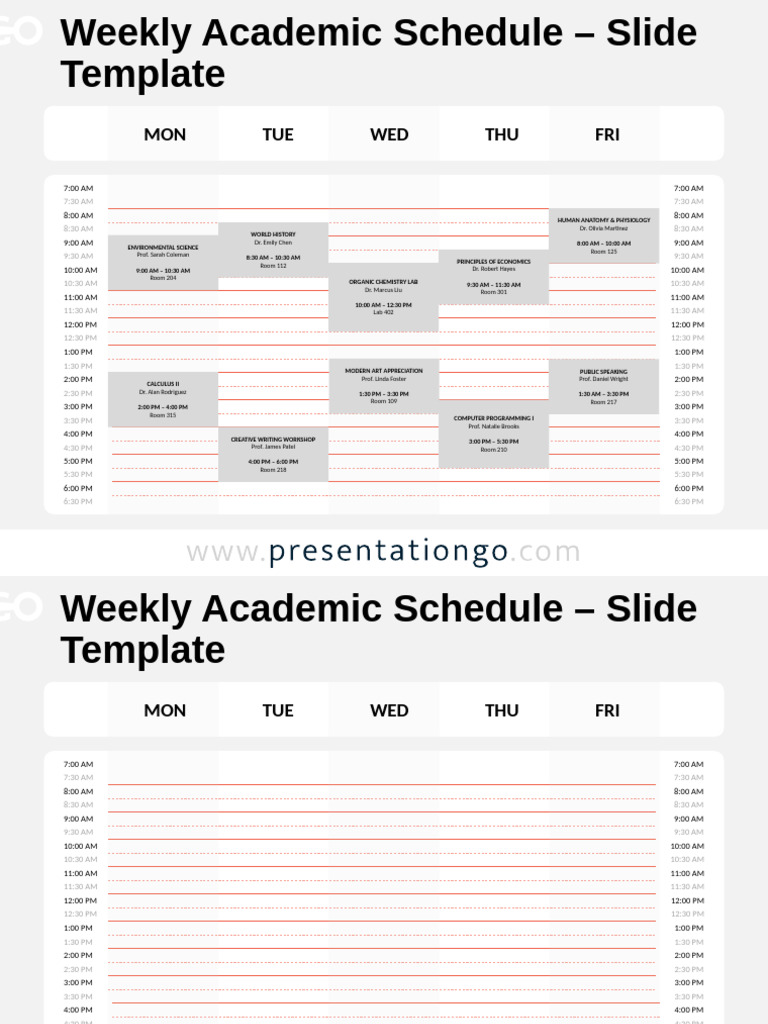 Weekly Academic Schedule Template | PDF