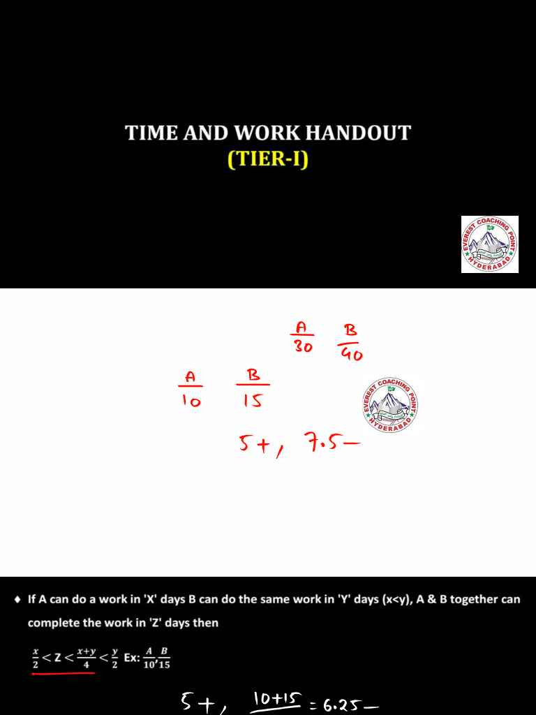 Time and Work Class Notes-1 | PDF