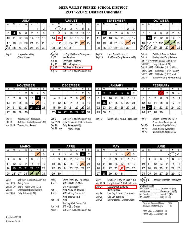 ヘタリア School Calendar 2011-2012 DVUSD 2011-2012 District Calendar | PDF | Students | Learning