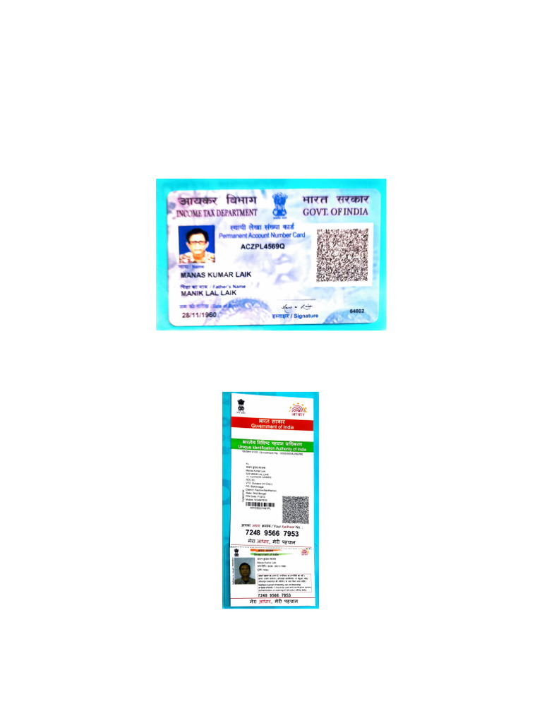 Aadhaar Card Details for Manas Kumar Laik | PDF