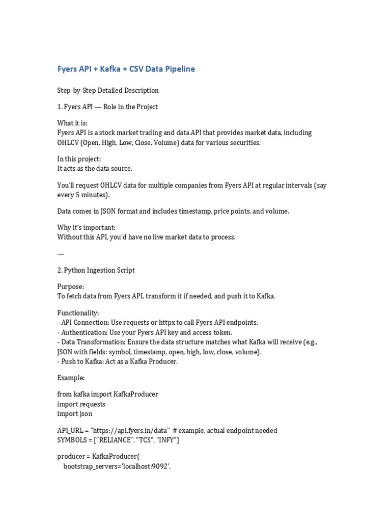 Fyers API Data Pipeline with Kafka | PDF | Comma Separated Values ...
