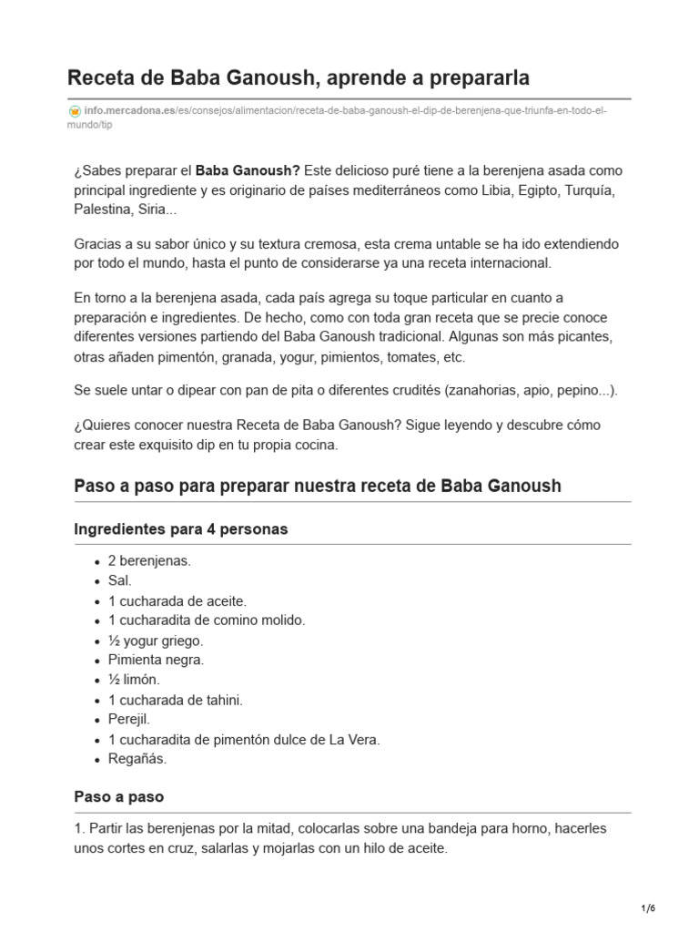 Info - Mercadona.es-Receta de Baba Ganoush Aprende A Prepararla | PDF ...