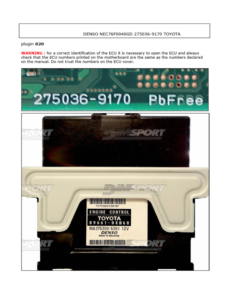 ずず DENSO ECU 275036-9170 Connection Guide | PDF