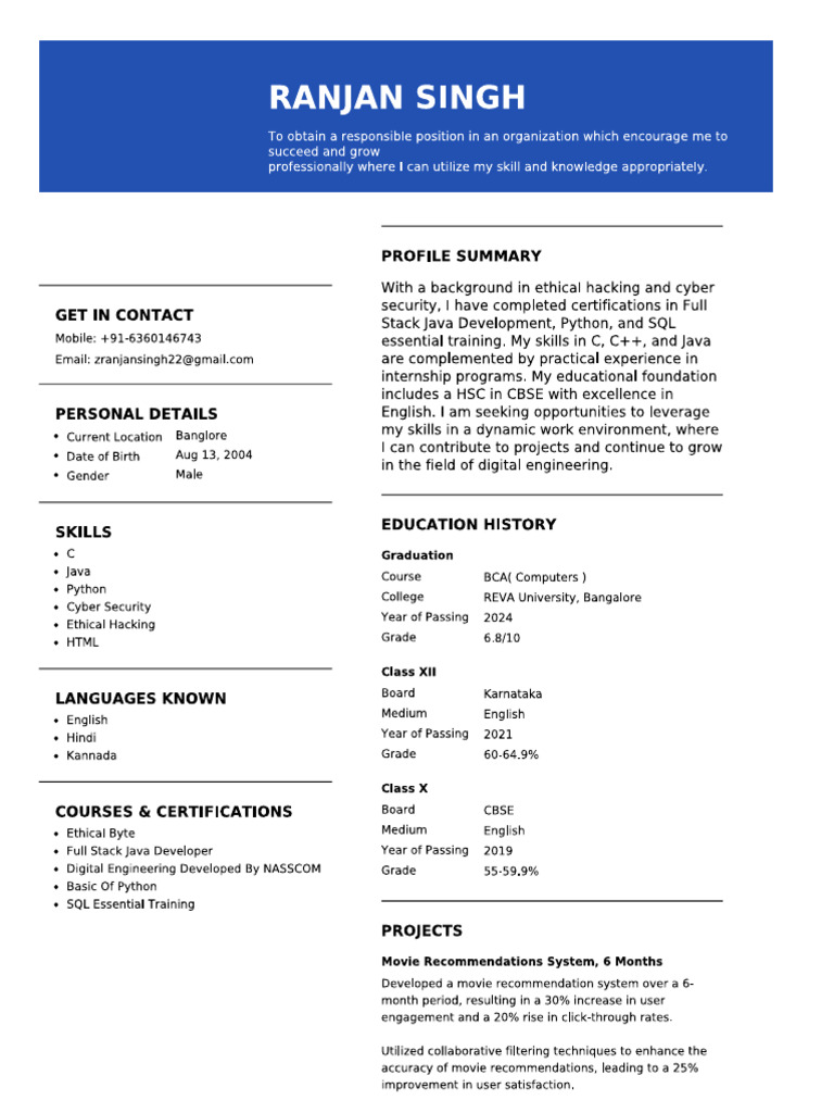 Ranjan Resume 01 | PDF