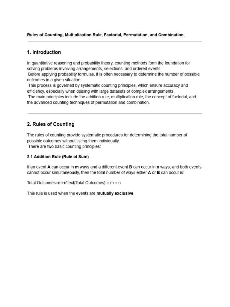 Counting Rules: Multiplication & Factorials | PDF
