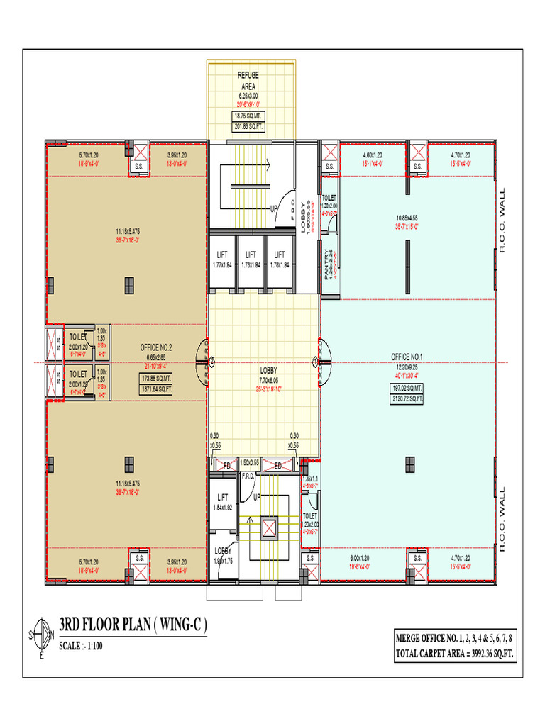 3rd Floor Plan - Wing C Layout Details | PDF
