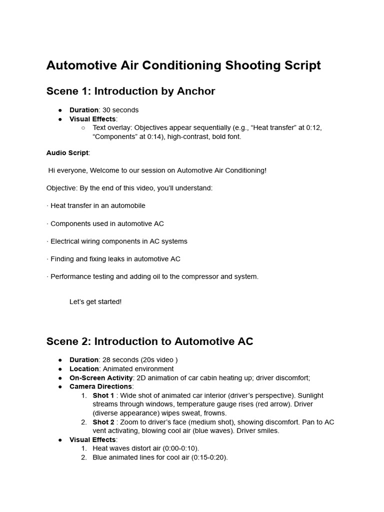 Ac Shooting Script Final | PDF | Mechanical Engineering | Gases