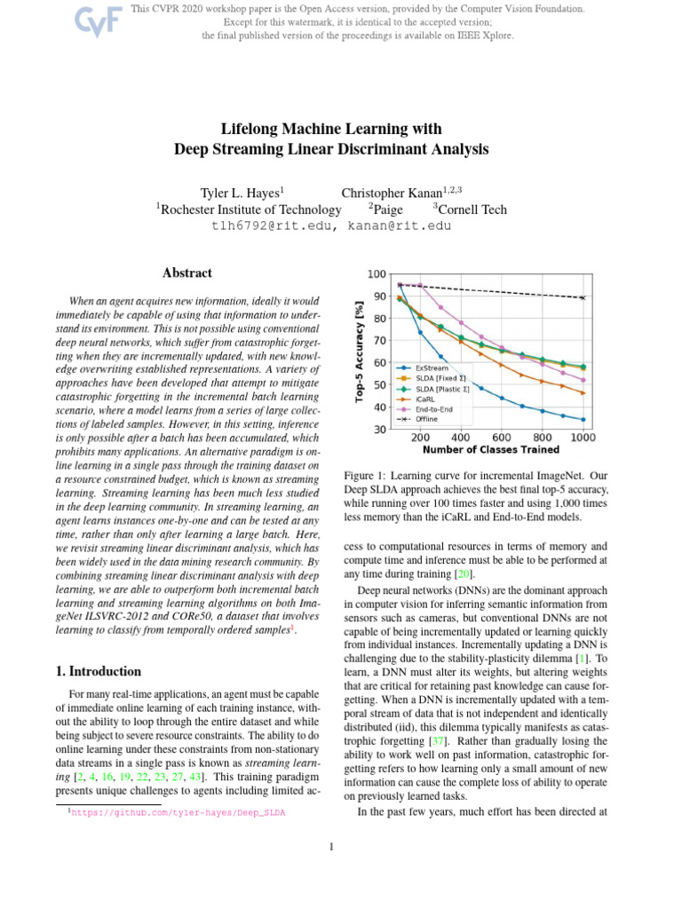 Deep Streaming Learning for DNNs | PDF | Deep Learning | Machine Learning