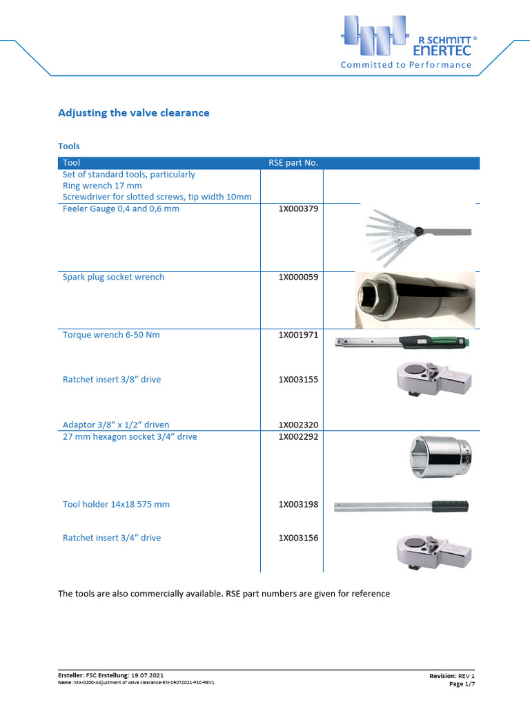 MA-0200-Adjustment of Valve clearance-EN-19072021-FSC-REV1 | PDF ...