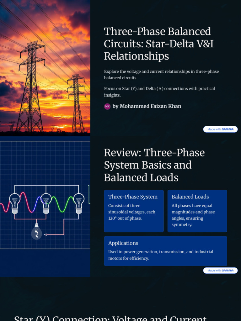 Three Phase Balanced Circuits Star Delta VandI Relationships | PDF