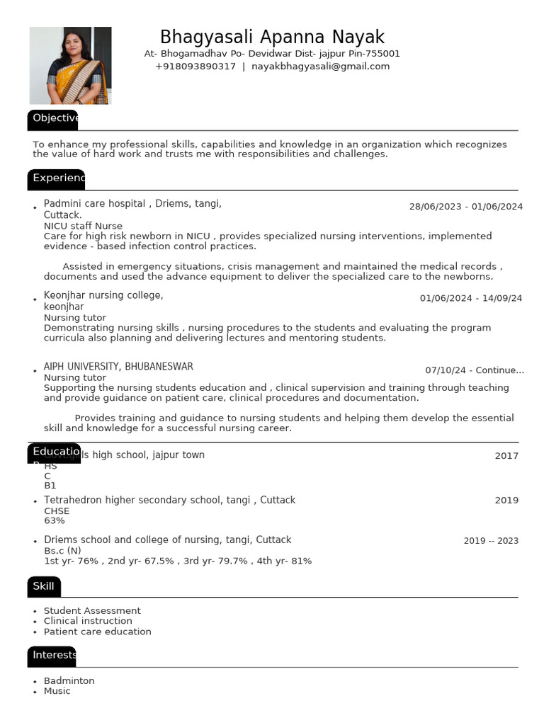 CV Format | PDF