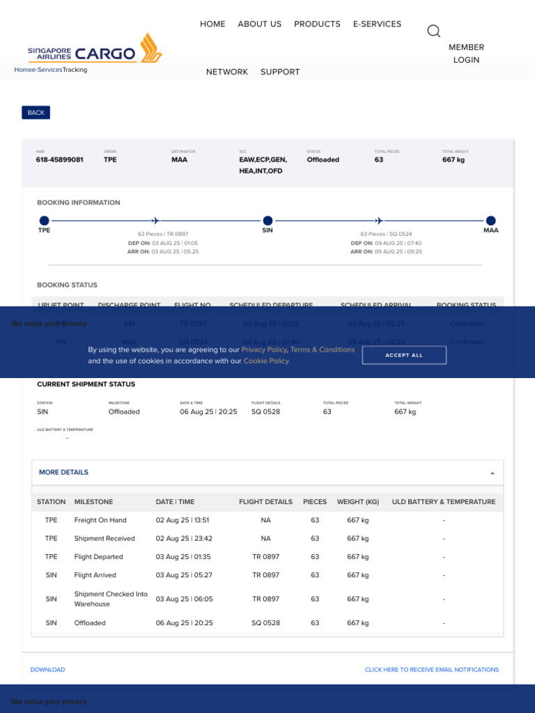 Singapore Airlines Cargo Tracking | PDF | Freight Transport | Aviation