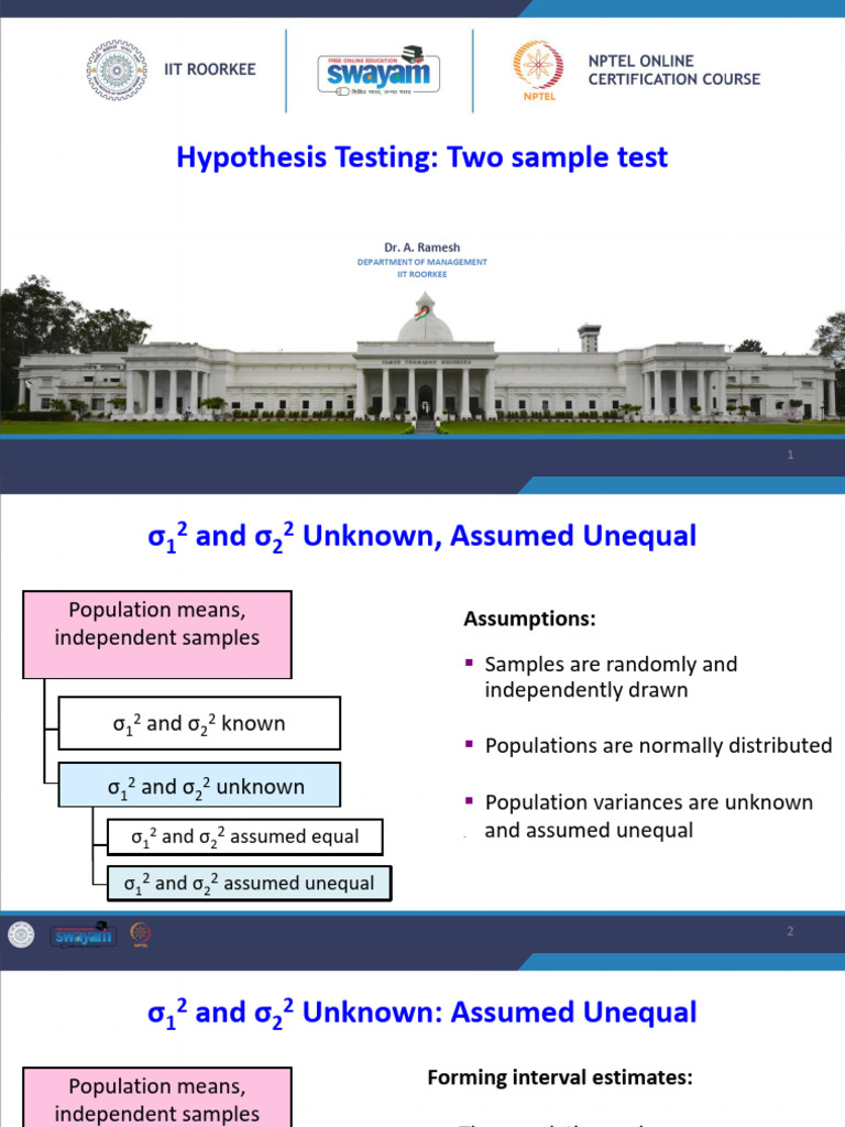 Two-Sample Hypothesis Testing Guide | PDF | Variance | Sample Size ...