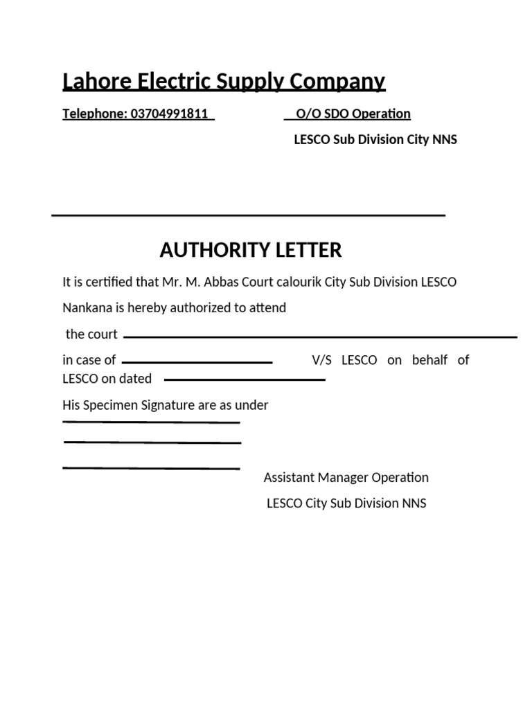 Authoority Letter | PDF