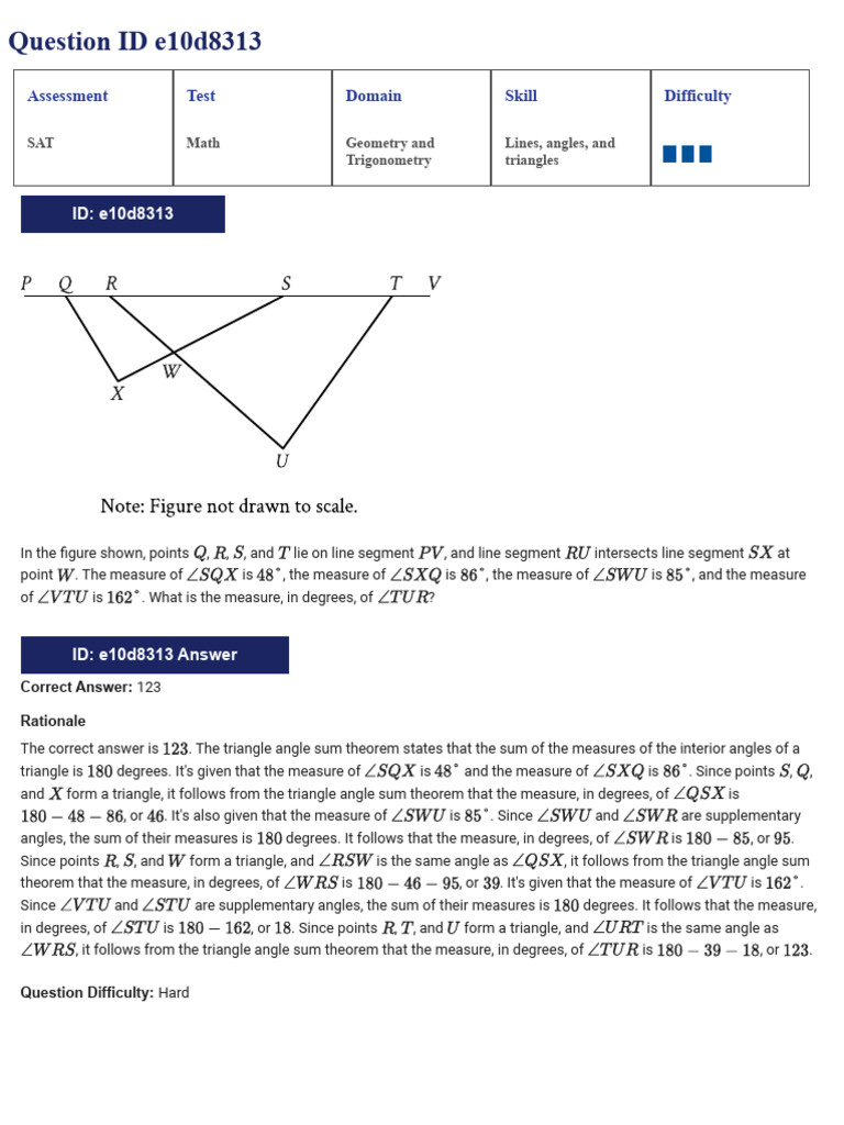 SAT Geometry Question Analysis | PDF | Triangle | Circle