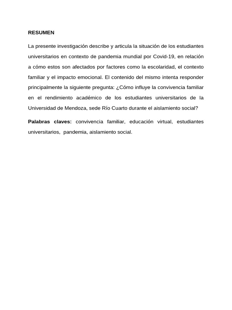 Impacto de la convivencia familiar en estudiantes universitarios ...