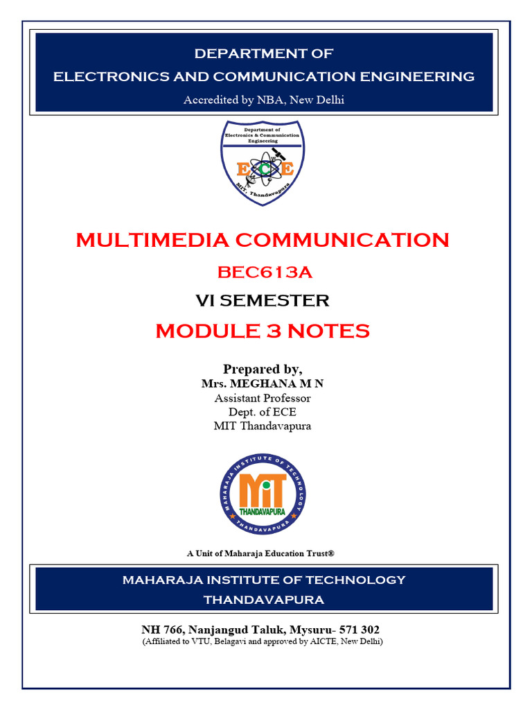 Bec613a MMC Module 3 Notes | PDF | Data Compression | Code