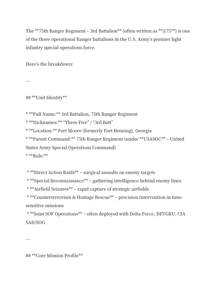 75th Ranger Regiment - 3rd Battalion | PDF | Special Operations | Military