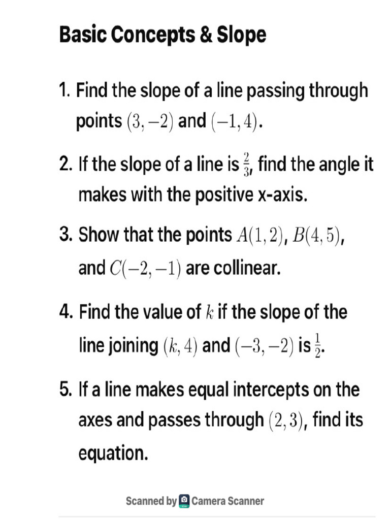 Assignment From Chapter Straight Lines | PDF