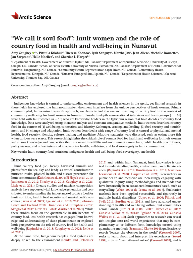 Inuit Women's Health and Country Food | PDF | Inuit