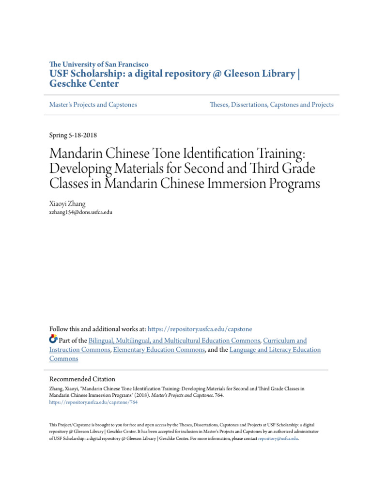 Mandarin Chinese Tone Training Materials | PDF | Stress (Linguistics ...