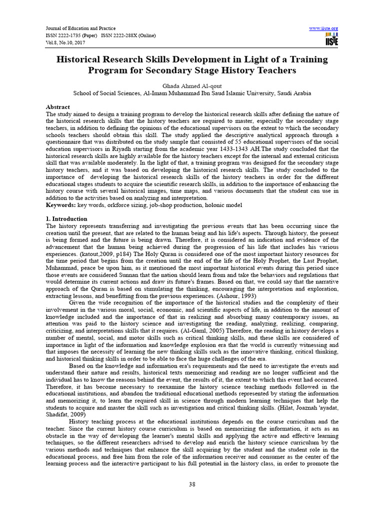 Training Program for History Teachers | PDF | Teachers | Curriculum