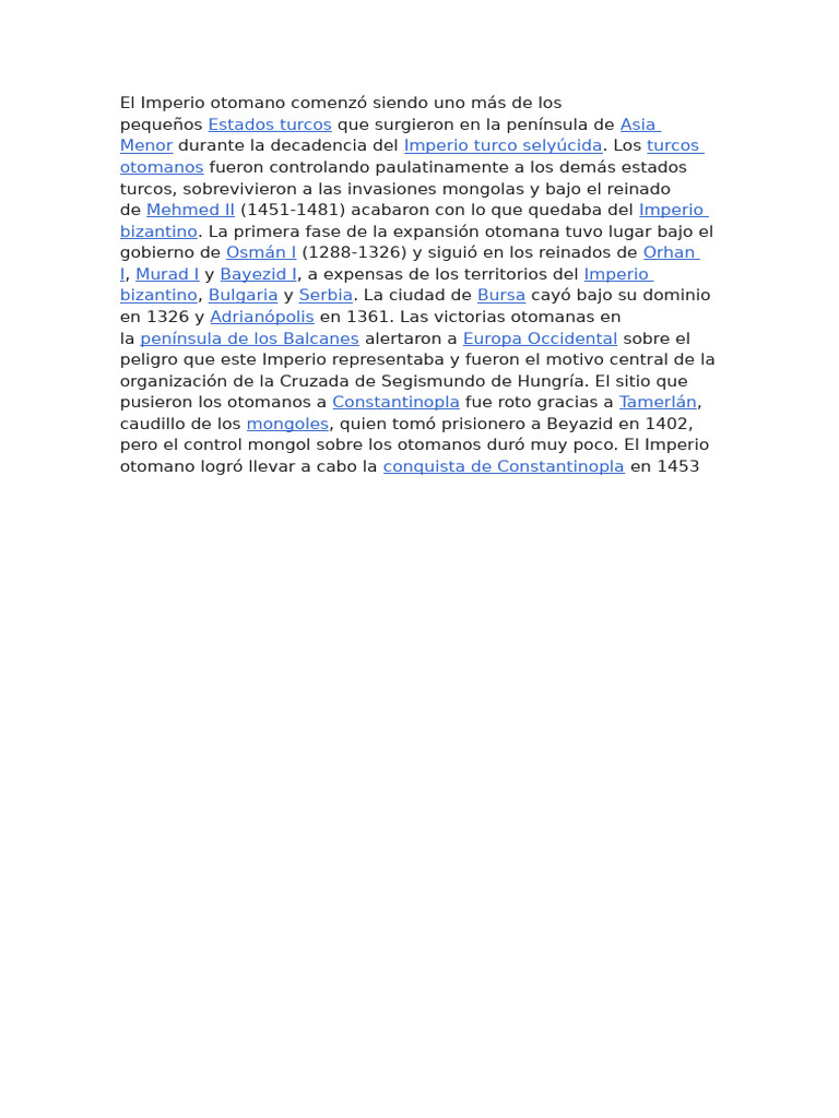 Ascenso y caída del Imperio Otomano | PDF