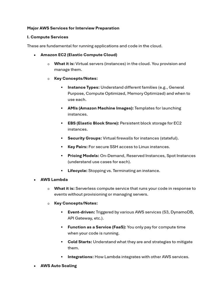 Essential AWS Services for Interviews | PDF | Computer Engineering ...