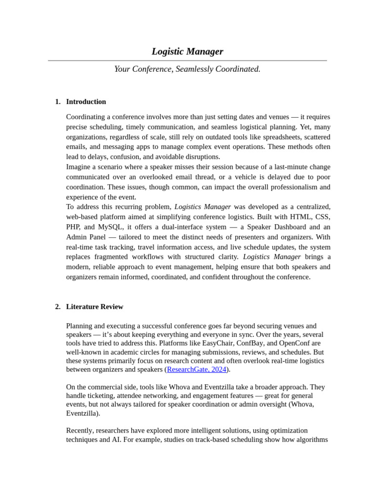Logistic Manager Research Paper | PDF | Logistics | Computing