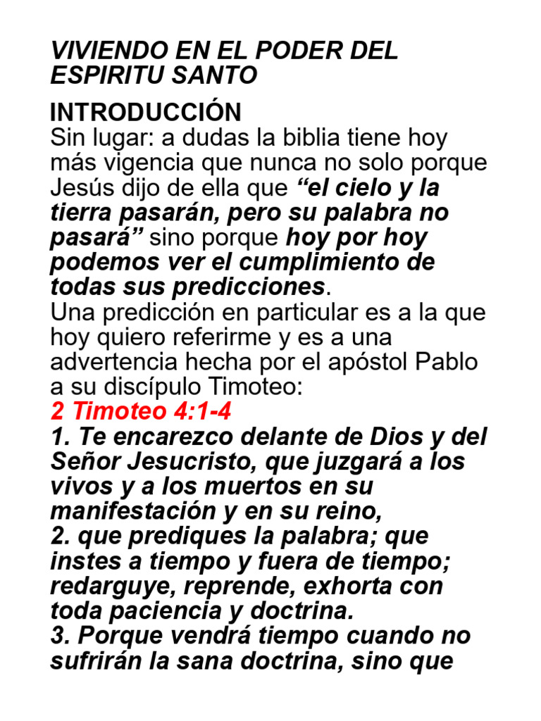 Vivir en el Poder del Espíritu Santo | PDF | Epístola a los romanos ...