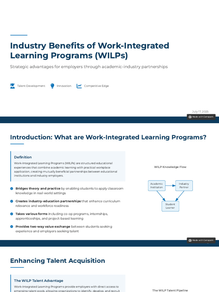 Benefits of Work-Integrated Learning | PDF | Employee Retention ...