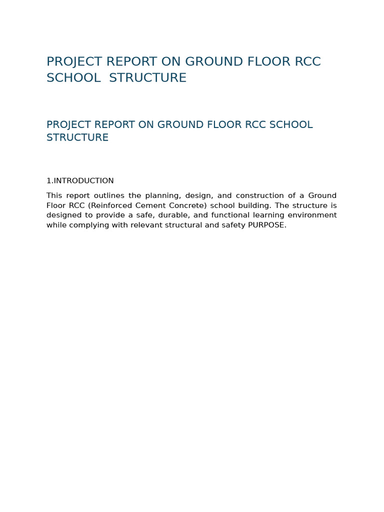 Ground Floor RCC School Project Report | PDF | Structural Load ...